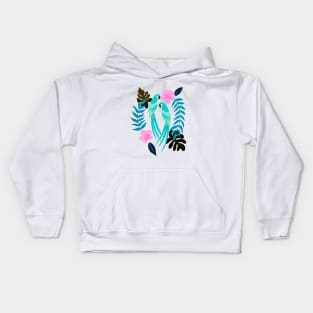 Turquoise parrots Kids Hoodie